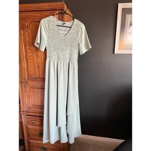 Zattcas Sage Green Smocked Maxi Dress Cottagecore Modest Flowy‎ Dress Size S